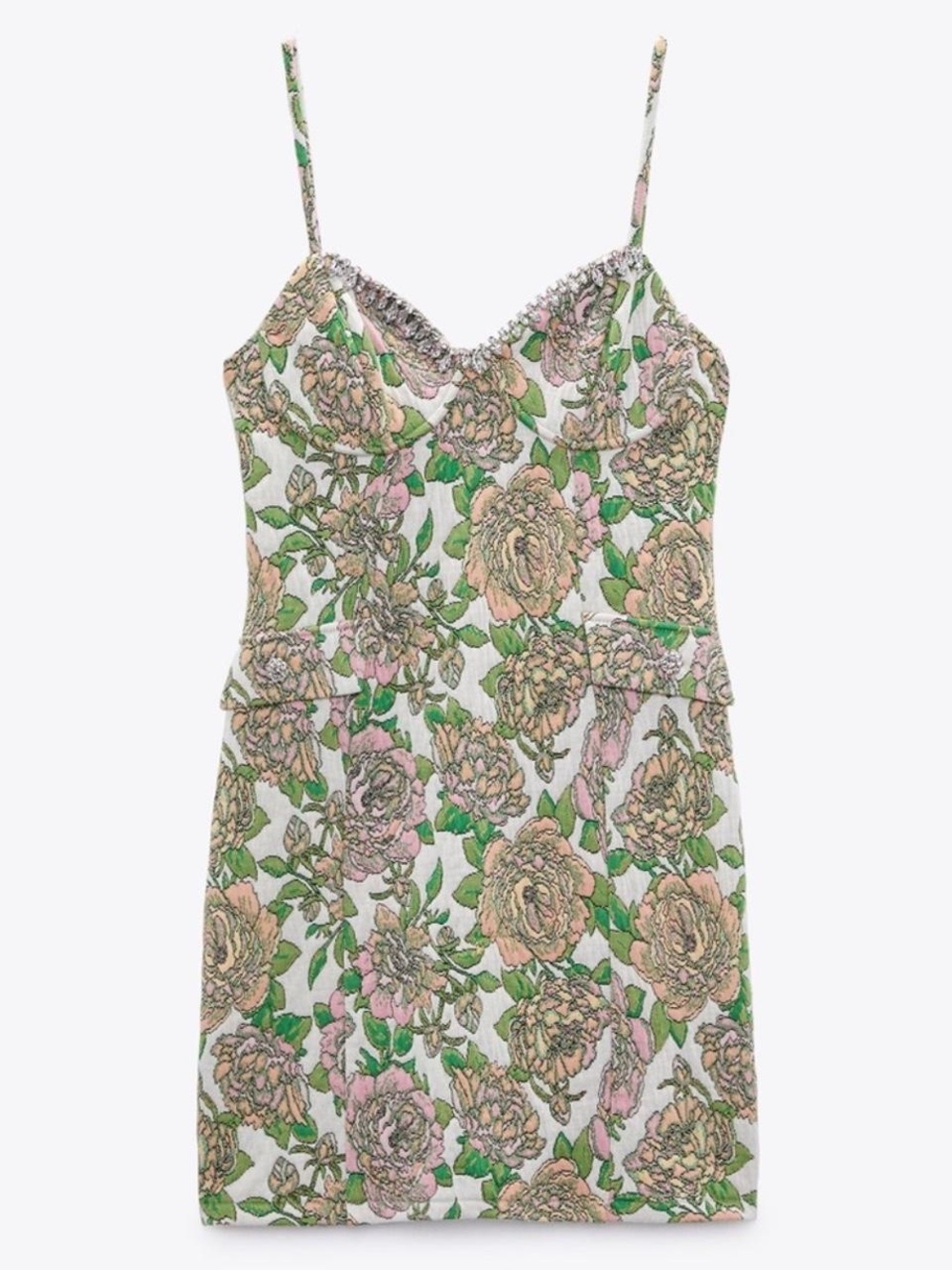 NWT Zara Pink and Green Floral Mini Dress ( runs slightly small)